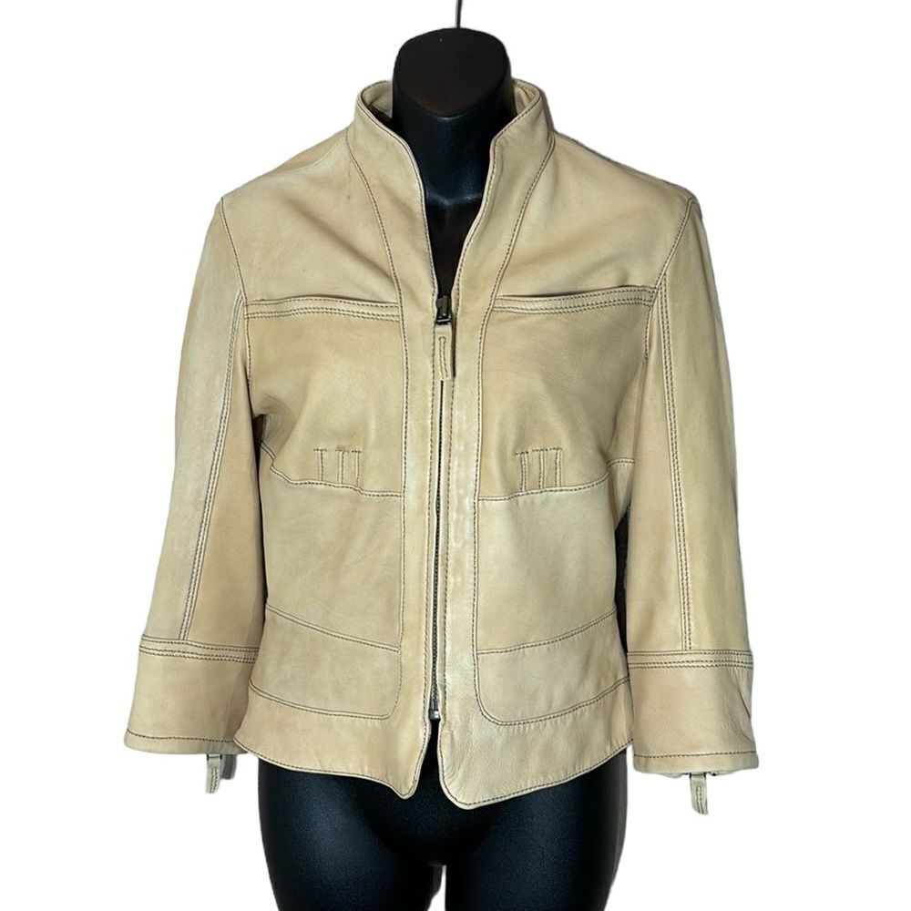 Peruvian connection butter leather jacket zip up detailed 4 soft quiet luxury